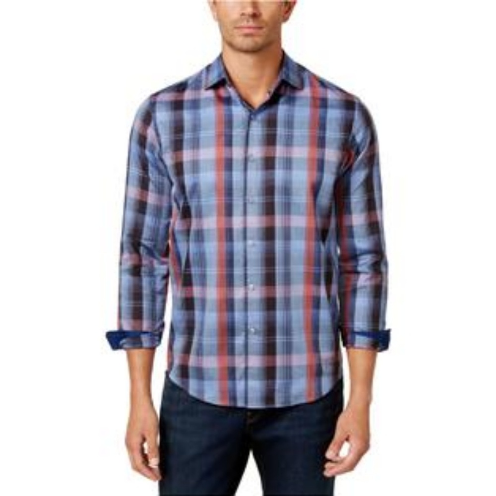 3/15 Sale! NWOT Tasso Elba Blue Plaid Button Down